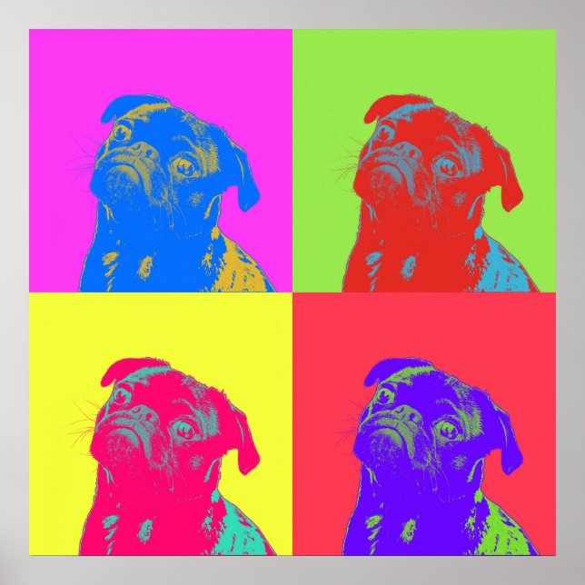 Pop Art Pug Porträtt Poster (Framsidan)