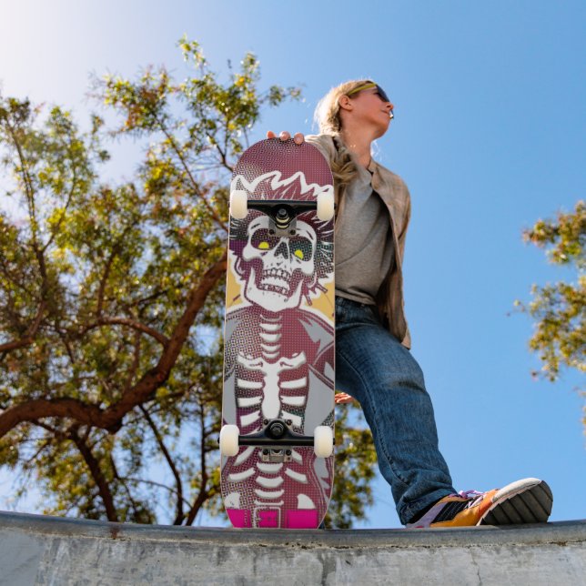 Pop Art Punk Skalle Halvton Skateboard (Utomhus 1)