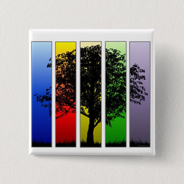 Pop Art Rainbow Träd Knapp (Framsida)