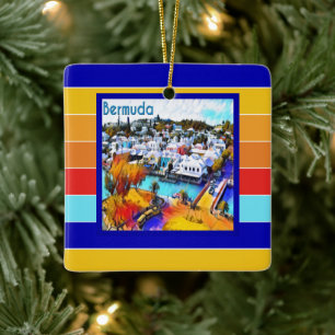 Pop Art Rand Bermuda Julgransprydnad Keramik