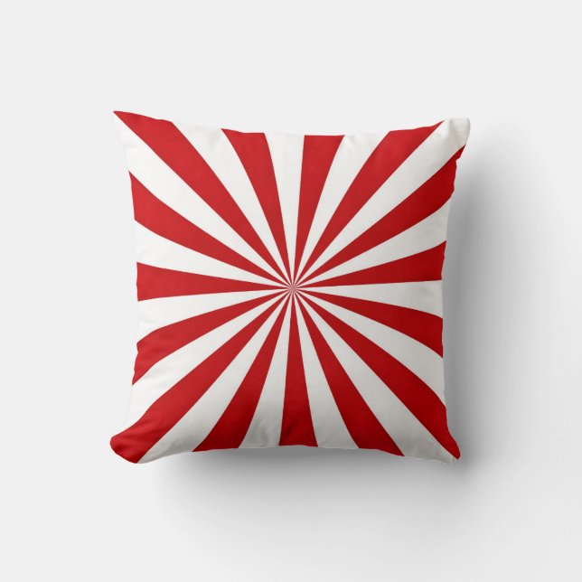 Pop Art Rays: Röd och vit Kudde (Framsida)