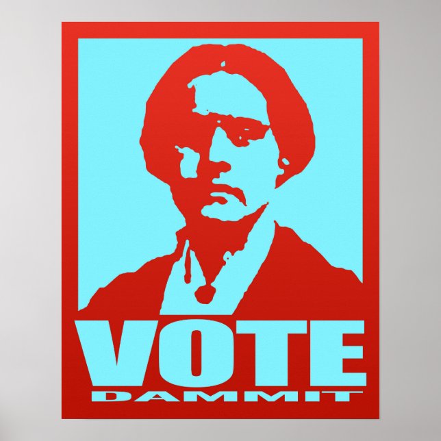 Pop-Art Red & Aqua Vote Dammit Susan B. Anthony Poster (Framsidan)