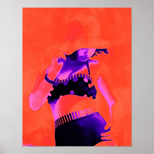 Pop Art Retro Hippy Chic Boho Artworks Girl Poster (Framsidan)
