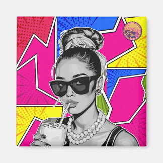 Pop Art Retrô Mulher Fashion Preto e Branco Magnet