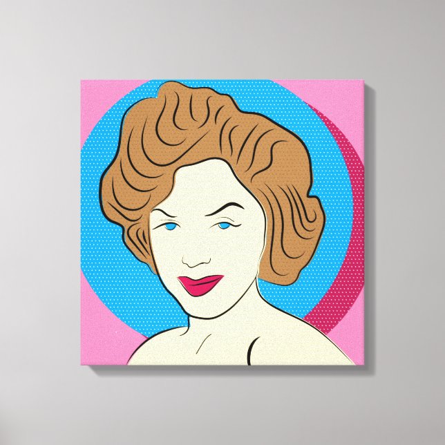 POP ART RETRO WOMAN STRETCHED CANVAS ART PRINT (Framsida)