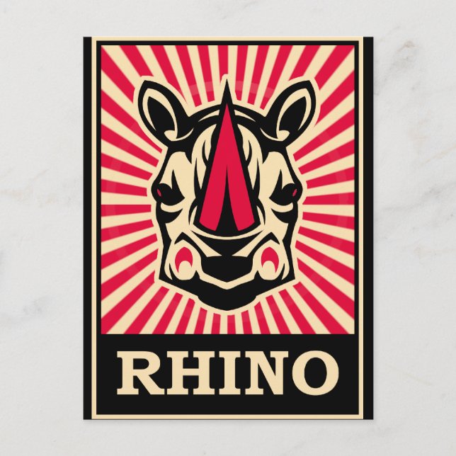 Pop Art Rhinoceros Vykort (Framsida)