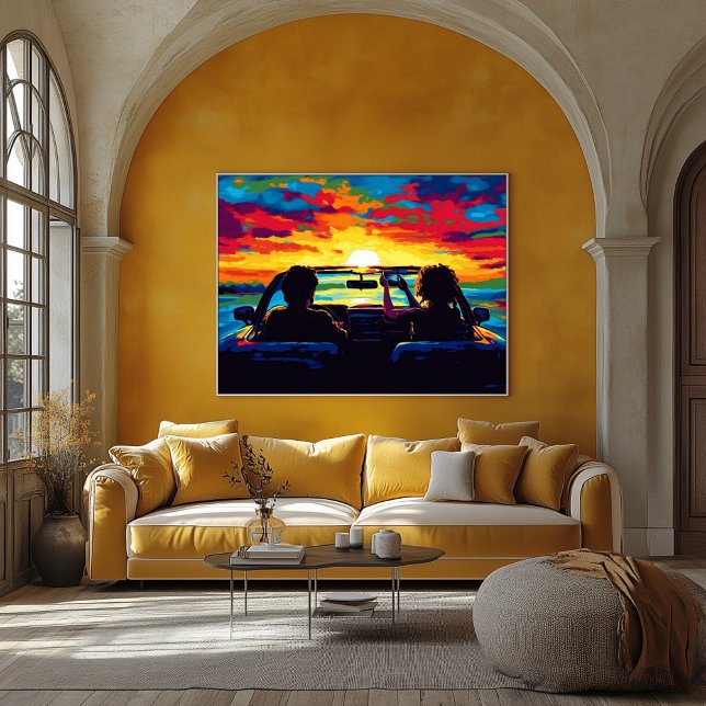 Pop Art Road Resa Sunset Wall Art - Äventyr Poster (Skapare uppladdad)
