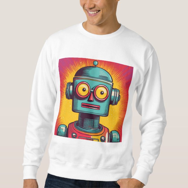 Pop Art Robot Lång Ärmad Tröja (Framsida)