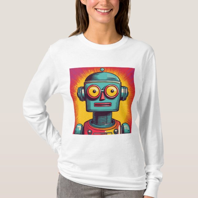 Pop Art Robot T Shirt (Framsida)