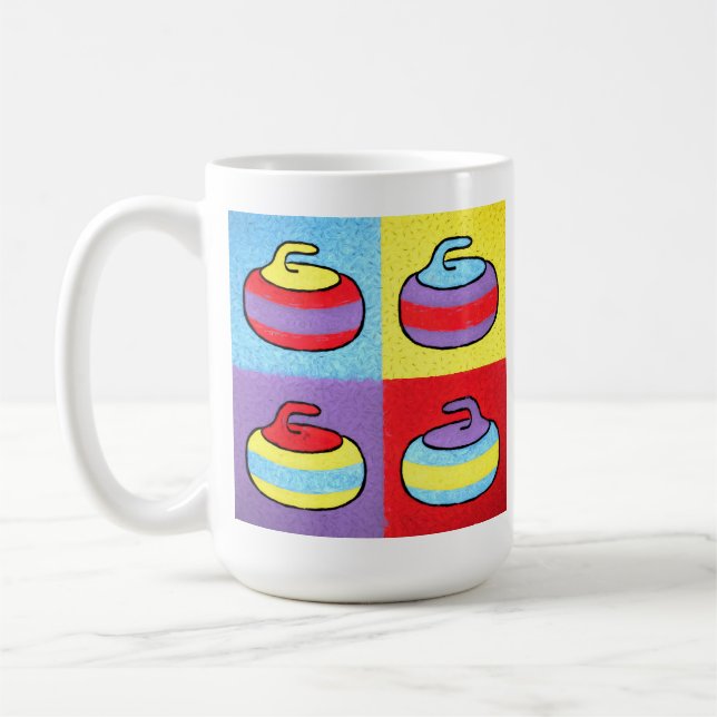 Pop Art Rocks Curling Design Kaffemugg (Vänster)
