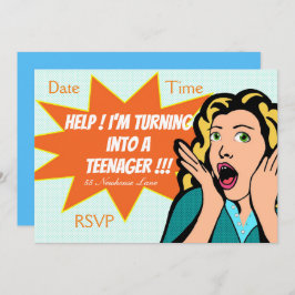 Pop Art, rolig tonåring, Party Inbjudningar