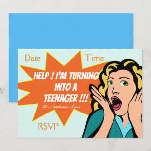 Pop Art, rolig tonåring, Party Inbjudningar