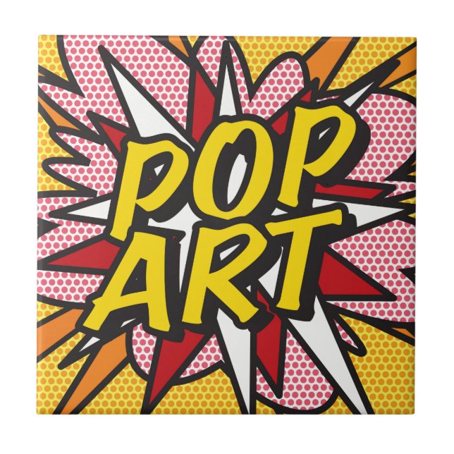 POP ART-Roligt Retro Tecknad Bok-popup-bild Kakelplatta (Framsidan)