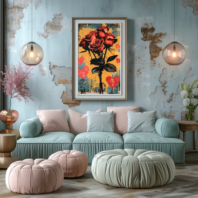 Pop Art Romántico: Ramo de Rosas Fototryck (Skapare uppladdad)