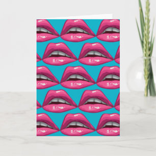 Pop Art Rosa Läppar Makeup Kort