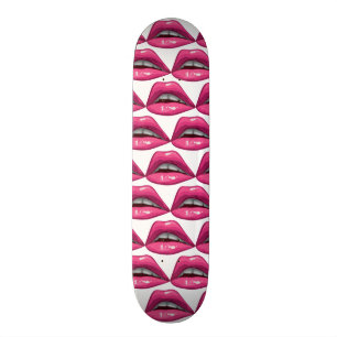 Pop Art Rosa Läppar Makeup Mini Skateboard Bräda 18,7 Cm