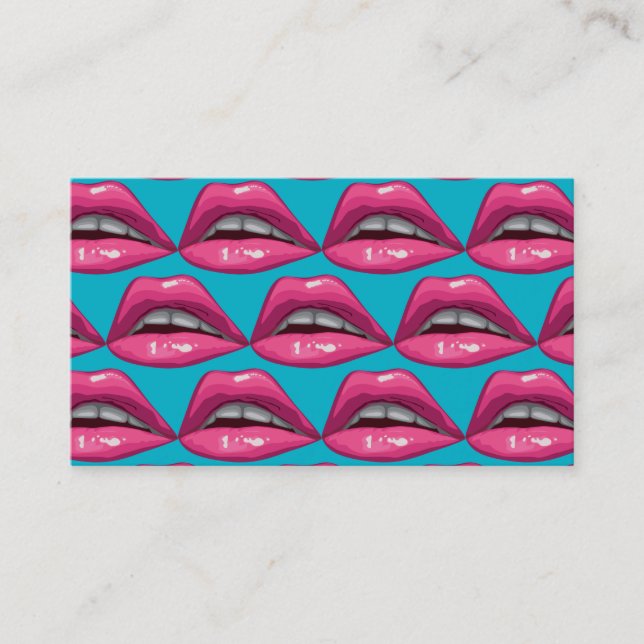 Pop Art Rosa Läppar Makeup Visitkort (Framsida)