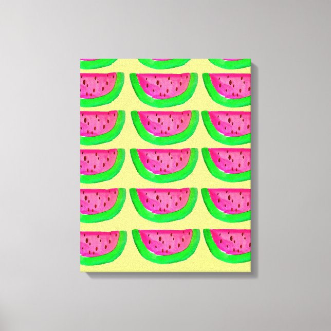 Pop Art rosa vattenmeloner på citronduva Canvastryck (Framsida)