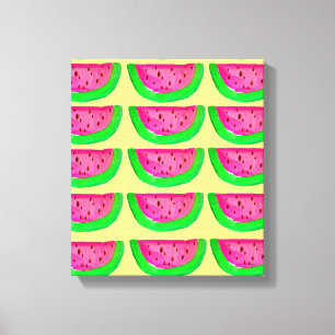 Pop Art rosa vattenmeloner på citronduva Canvastryck