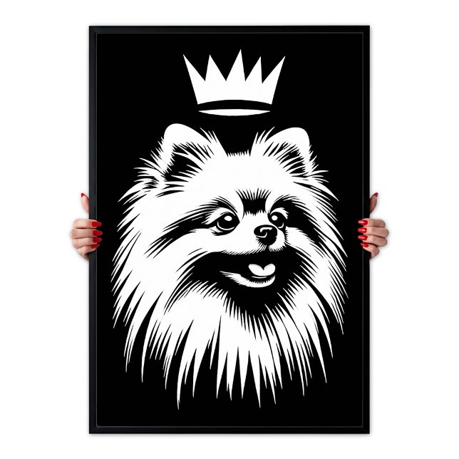 Pop Art Royal Pomeranian Med En Krona Poster (Pop Art Royal Pomeranian With A Crown Poster)