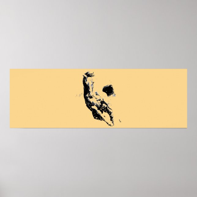 Pop Art Running Horse Artwork Browny Beige Poster (Framsidan)