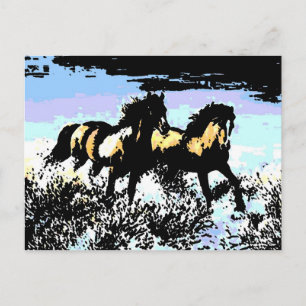 Pop Art Running Horses Vykort