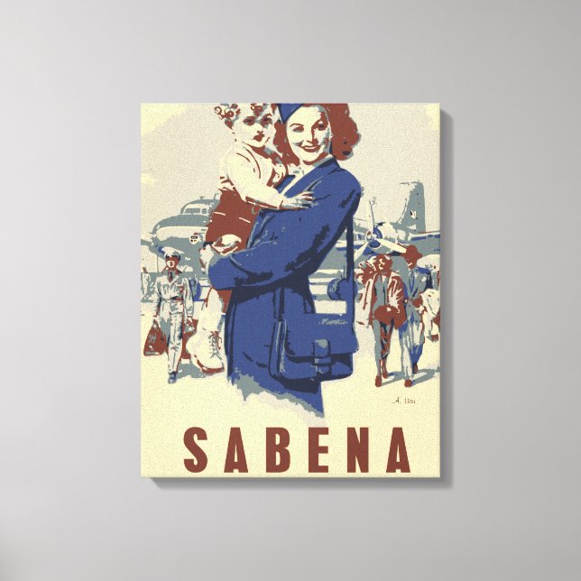 Pop art Sabena Ex Belgium Airlines Canvastryck (Framsida)