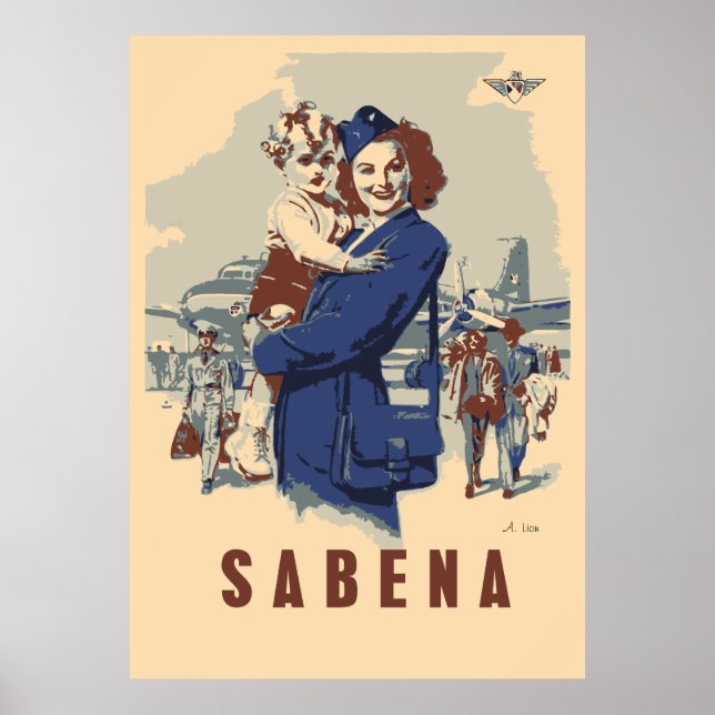 Pop art Sabena Ex Belgium Airlines Poster (Framsidan)