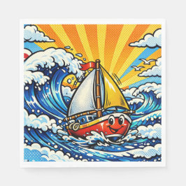 Pop art Sailboat Themed Boy's Birthday Pappersservett