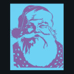 Pop art Santa Light blue mauve Poster<br><div class="desc">Högerna i grund från vår populära fyra jultomtedel poster design.</div>