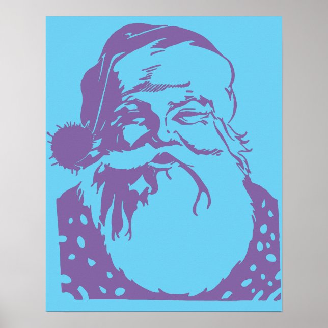 Pop art Santa Light blue mauve Poster (Framsidan)