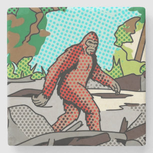 Pop Art Sasquatch Skog Serieruta Grafik Stenunderlägg