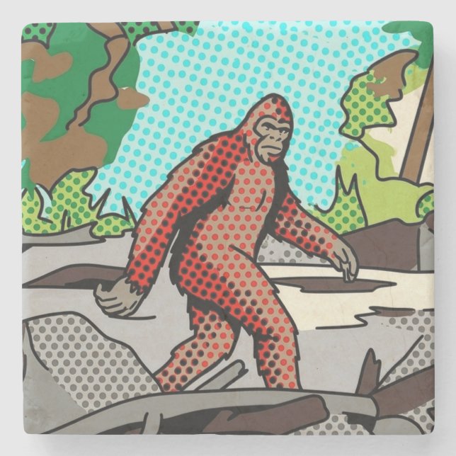 Pop Art Sasquatch Skog Serieruta Grafik Stenunderlägg (Framsidan)