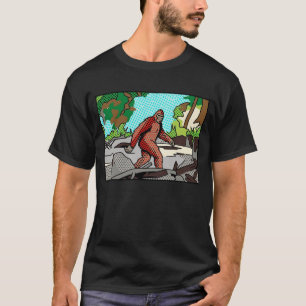 Pop Art Sasquatch Skog Serieruta Grafik T Shirt