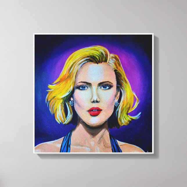 Pop Art Scarlett Johansson Porträtt Canvastryck (Framsida)