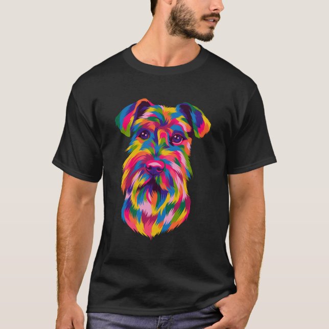 Pop Art Schnauzer Cute Tass Pet Gift Manar Women K T Shirt (Framsida)