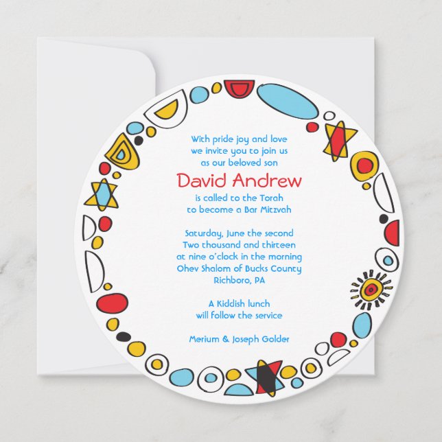 POP ART SCRIBBLY Pub Mitzvah-inbjudan Inbjudningar (Framsida)