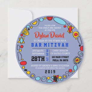 POP ART SCRIBBLY Pub Mitzvah-inbjudan Inbjudningar