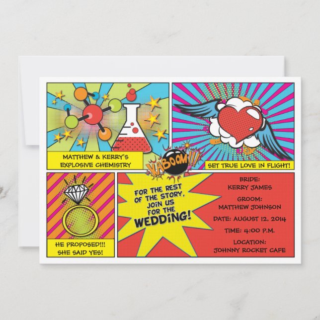 Pop Art-serieroman Bröllopsinbjudan Inbjudningar (Framsida)