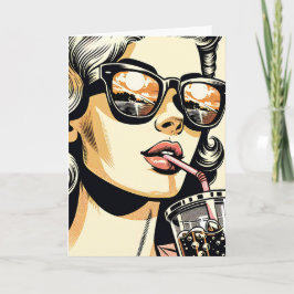 Pop Art Serietidning Snygg Kvinna  Stor Sommar Kort