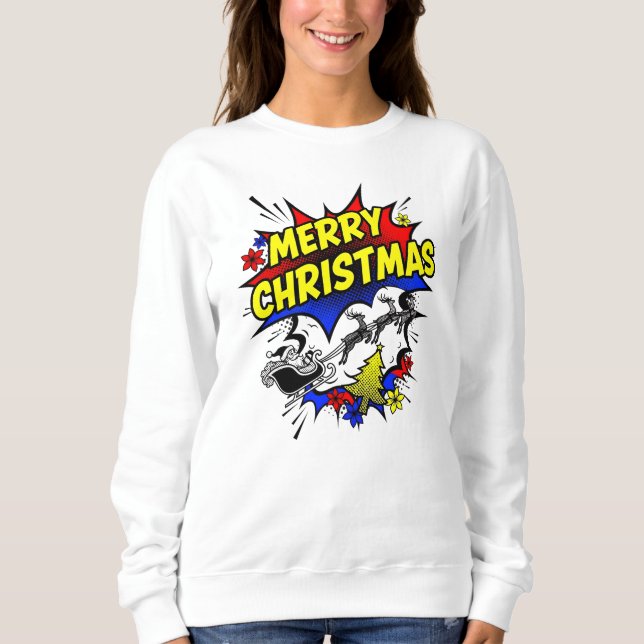 Pop Art Serietidningsstil God Jul T Shirt (Framsida)