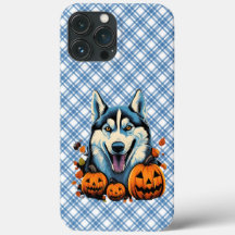 Pop Art Sfräing Husky Hund med Pumpkins Halloween