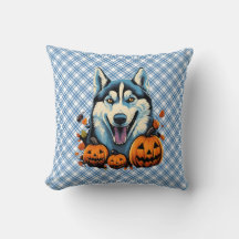 Pop Art Sfräing Husky Hund med Pumpkins Halloween
