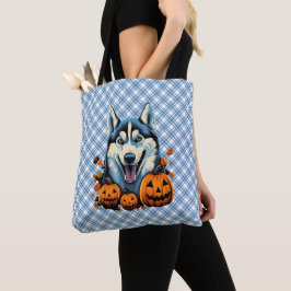 Pop Art Sfräing Husky Hund med Pumpkins Halloween Tygkasse