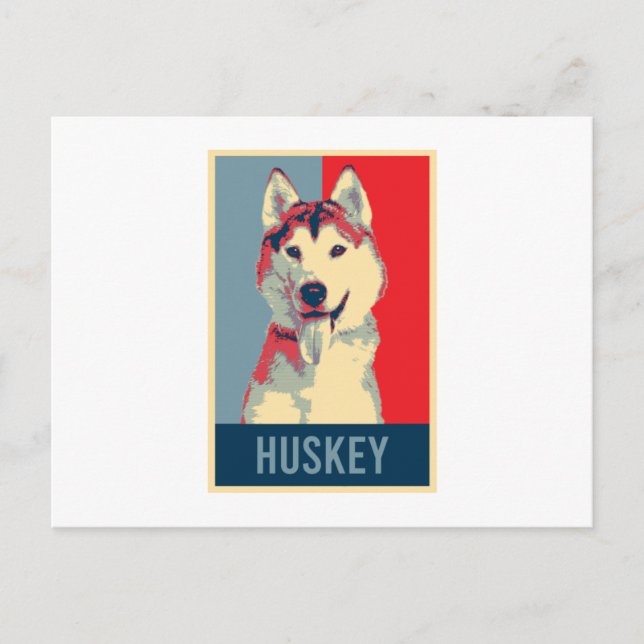 Pop Art siberian husky Hund Porträtt Inbjudan Vykort (Framsida)