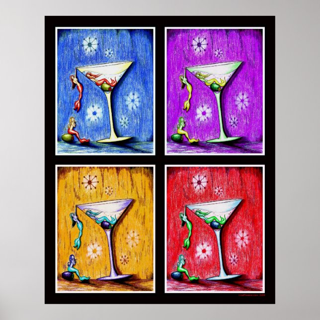 Pop Art Sjöjungfru Martinis Poster (Framsidan)