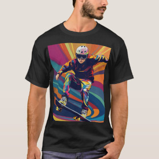 Pop Art Skater – Färg Stänk Extrem Sport T-Shirt