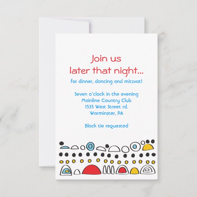 POP ART-SKRIBBLY Bat mitzvah Party-kort Inbjudningar (Framsida)