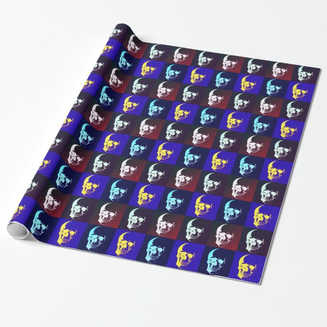 Pop Art Skull Retro Stil Miami Presentpapper (Utrullad)