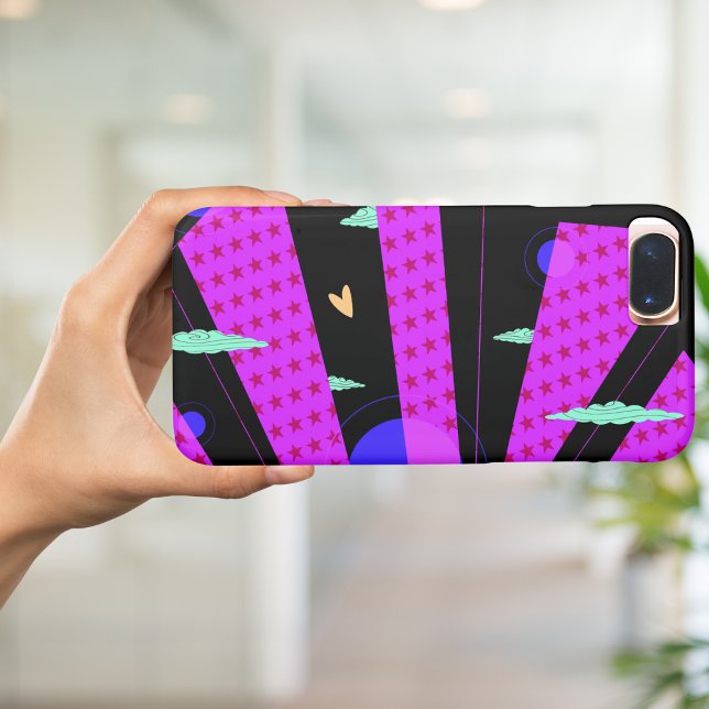 Pop Art Skyline Bright Lila Rosa Stars Case-Mate iPhone Skal (Skapare uppladdad)